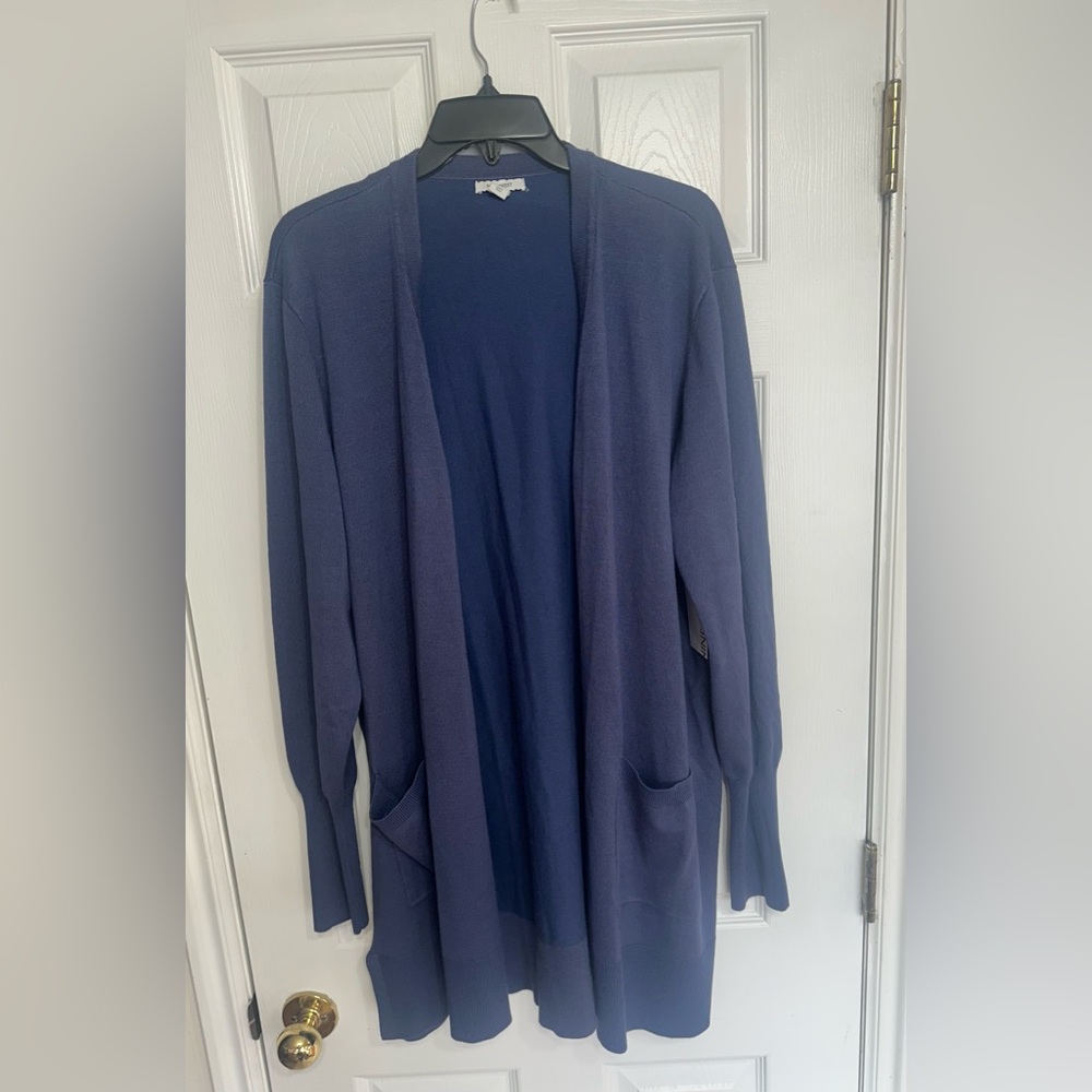 Nine West Women Long Cardigan Blue Size M Casual Work Office Layering Sweater
